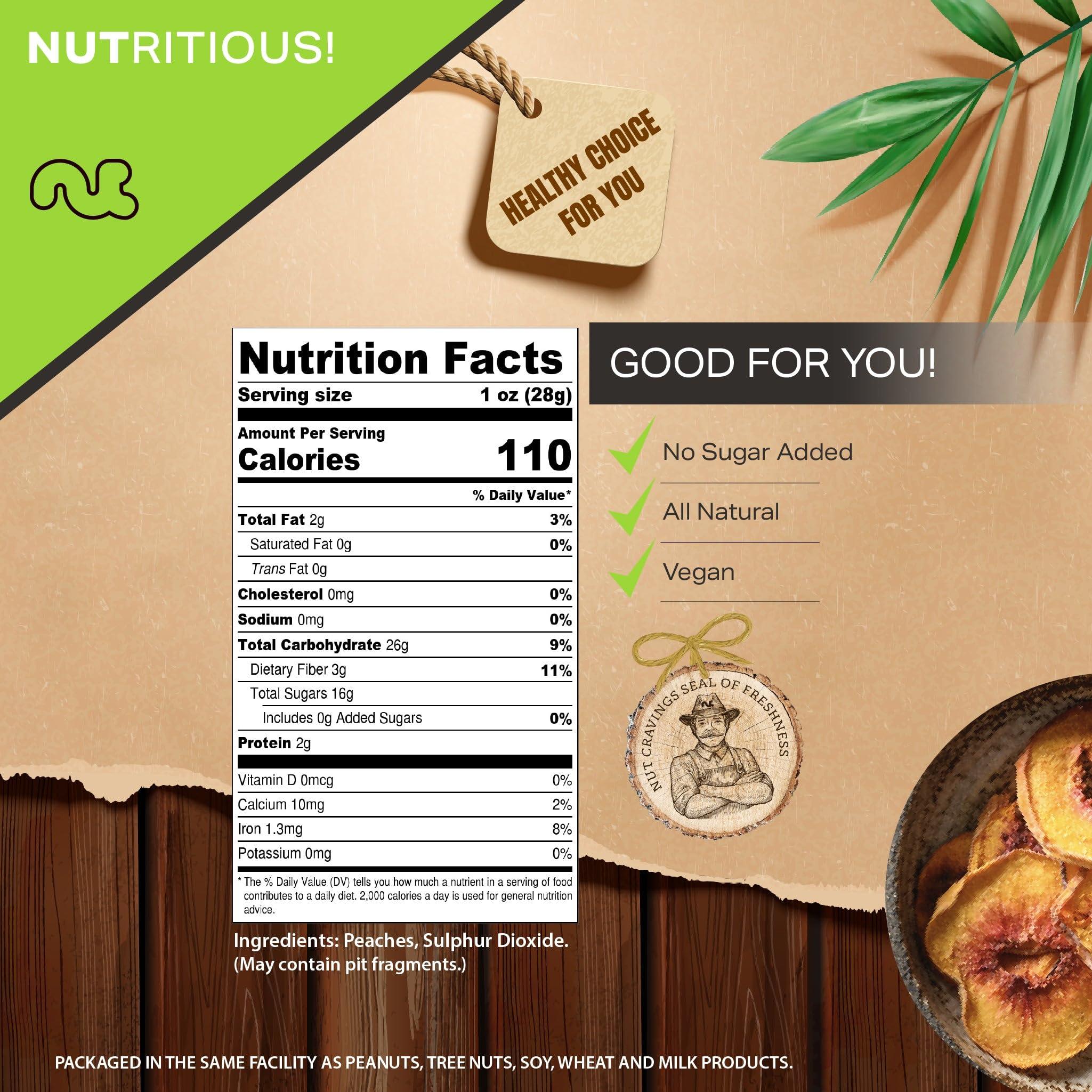 Nut Cravings NUT CRAVINGS Dry Fruits - Sun Dried California Peaches, No Sugar Added (48oz - 3 LB) Packed Fresh in Resealable Bag - Sweet Snack, Healthy Food, Naturally Grown, Vegan, Kosher Certified