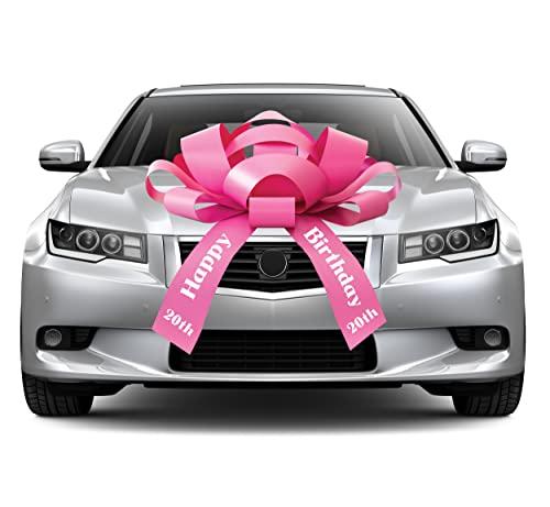 CarBowz Big Car Bow with Happy 18th Birthday Message, Celebrate Eighteen Giant Gift Bow Arrives Fully Assembled