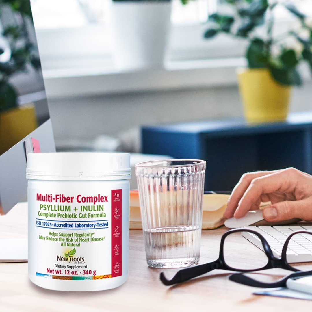 NEW ROOTS HERBAL New Roots | Prebiotic Fiber Powder with Psyllium Husk and Inulin (from Chicory Root)| Multi-Fiber Prebiotic Supplement Supports Gut and Digestive Health, Unflavored 12 oz (340 g)