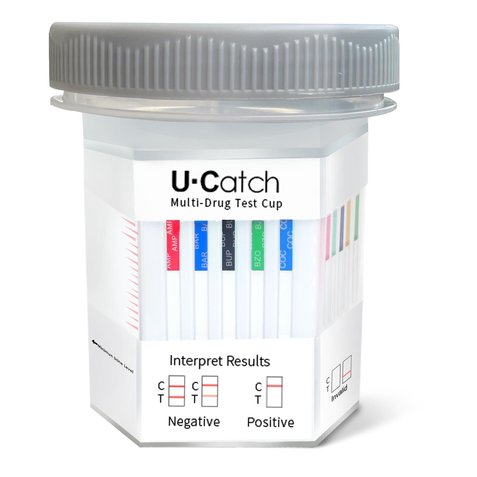 U Catch [5 Pack] Multidrug Test Cup Kit: 12 Panel Urine Test Cup Rapid Test at Home -The Largest DOA Cup