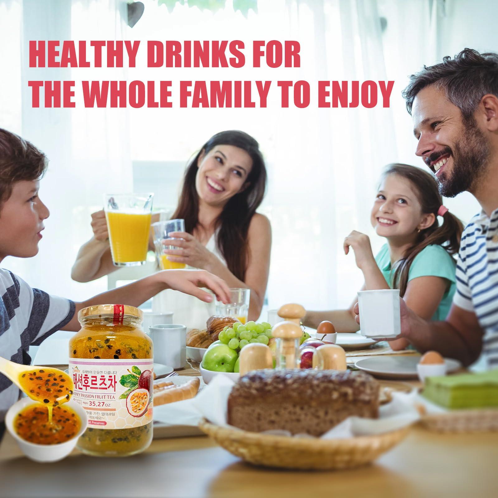 APEXY Apexy Authentic Korean Honey Passion Fruit Tea, Passionfruit Puree , Just Add Hot Water, Gourment Blend for Smoothies, Cocktails Desserts and Spread, No Artificial Colors, Versatile and Natural Delight, Made in KOREA 35.27oz (1kg). (Honey Passion Fru