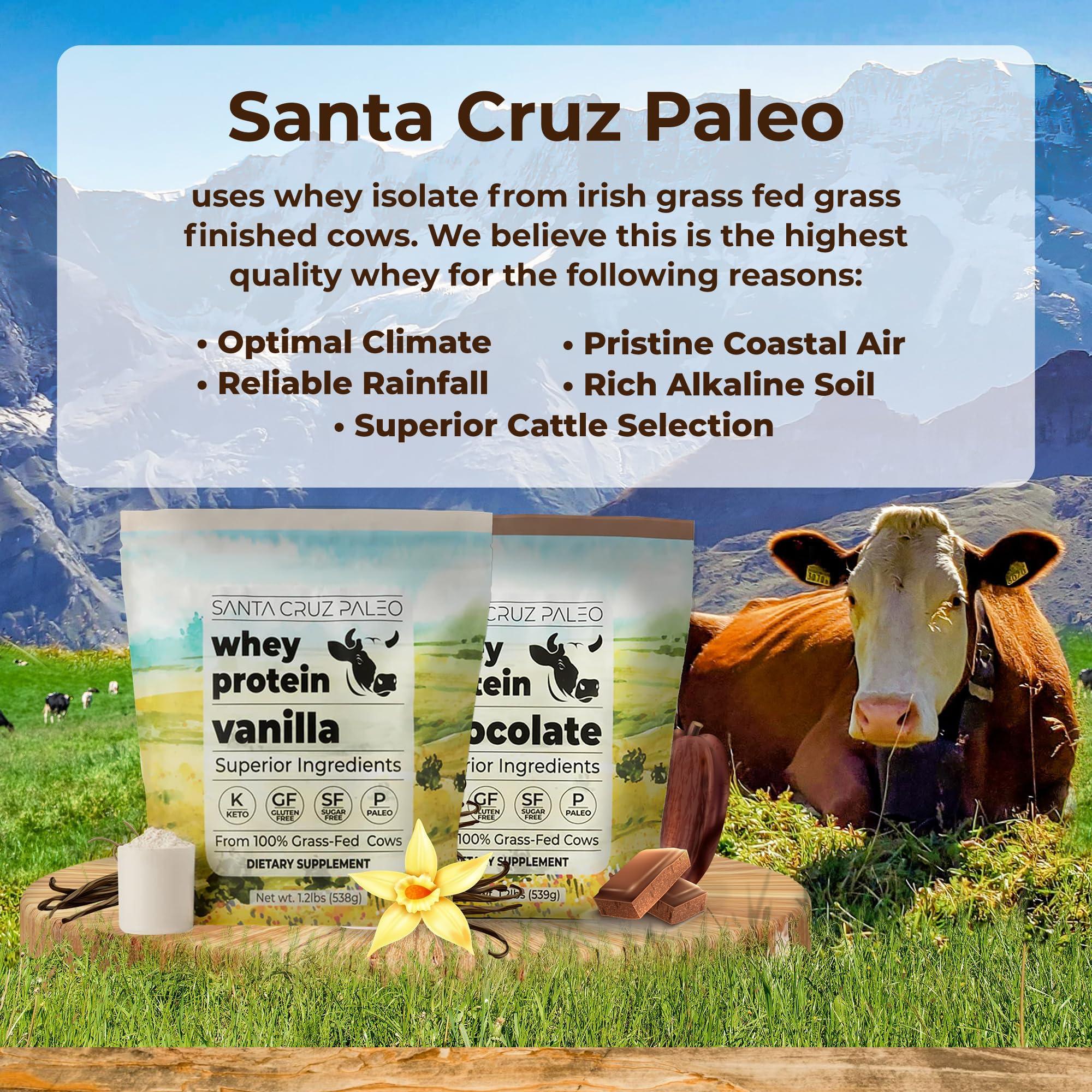 Santa Cruz Paleo Santa Cruz Paleo Whey Protein Powder, Vanilla, 20g Grass Fed Whey Protein Isolate Per Serving, Gluten Free, Keto, Sugar Free, Paleo, Natural, Post Workout Muscle Support, 20 Servings, 1.2lb Bag