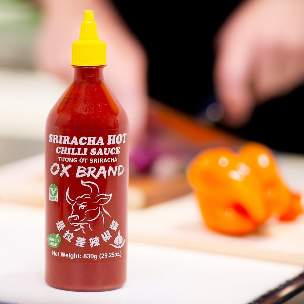 MISHIMA [MISHIMA] OX Brand Sriracha Hot Chili Sauce | Authentic Thai Flavor | Gluten-Free | Vegan | Halal-Certified | Spicy Culinary Delight (29.25oz x 1 Bottle)