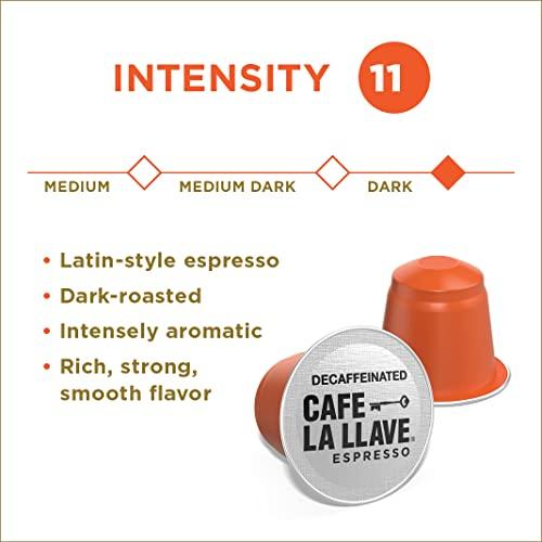 Cafe La Llave Cafe La Llave Decaf Espresso Capsules, 40-Count Aluminum Recyclable Pods, Intensity 11, Compatible with Original Nespresso Machines (Pack of 2)