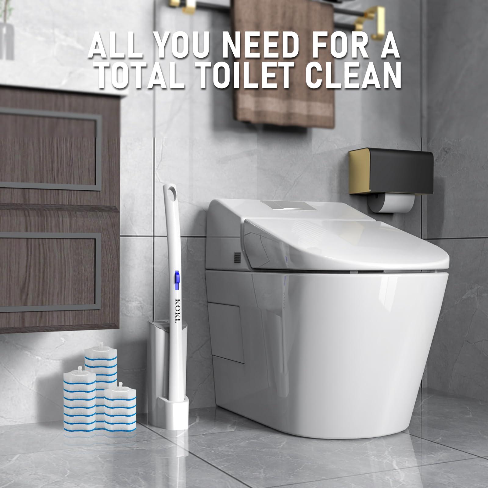 KOKL KOKL Disposable Toilet Brush, Toilet Bowl Cleaner Brush with 40PCS Toilet Brush Refills, Toilet Cleaner Refill Pads, Disposable Toilet Bowl Brush and Storage Caddy for Bathroom Cleaning(2-Set)