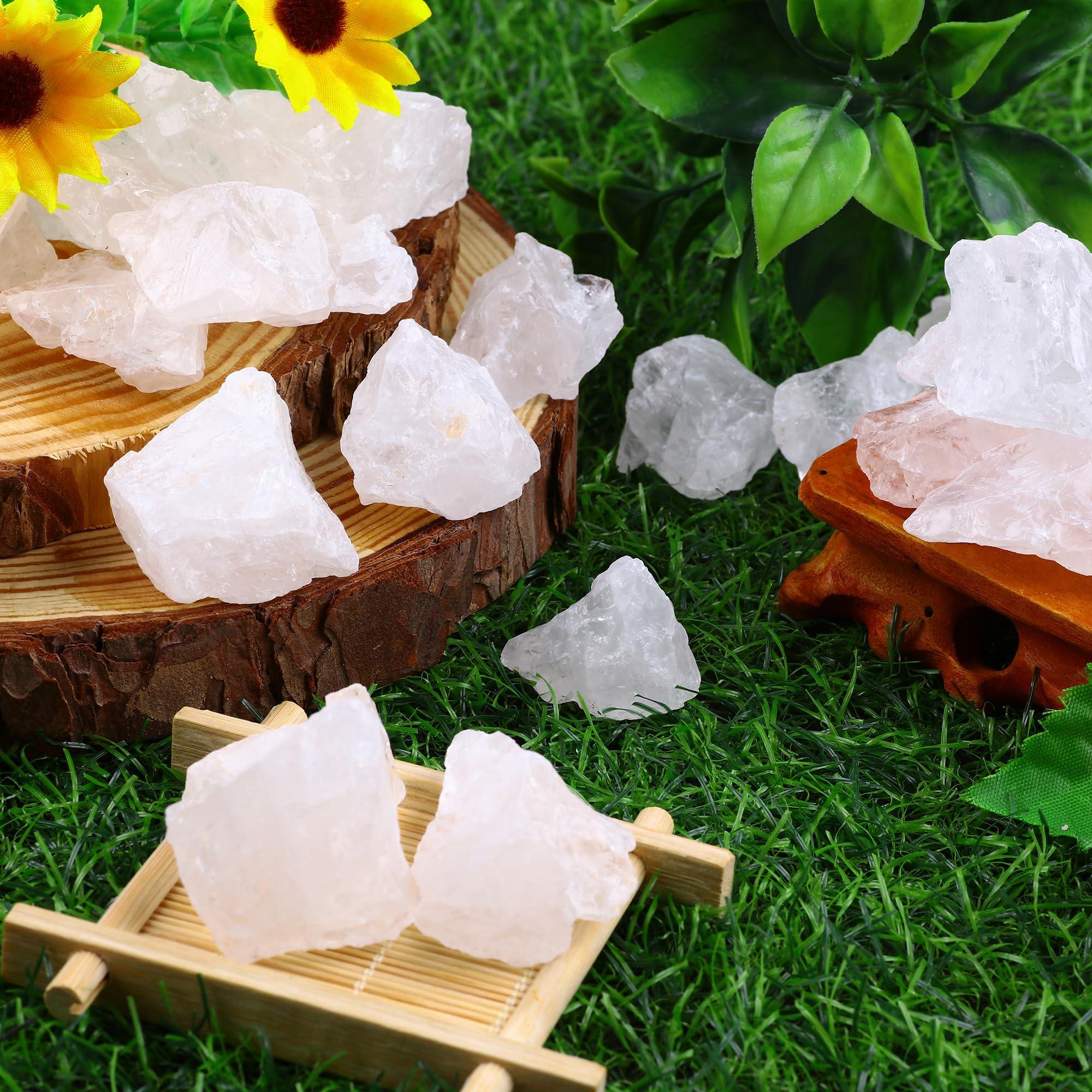 UFEEL UFEEL 1 LB Bulk Rough Clear Quartz Crystal - Large 1\" Natural Raw Stones Crystal for Tumbling, Cabbing, Fountain Rocks, Decoration,Polishing, Wire Wrapping, Wicca & Reiki Healing Crystals