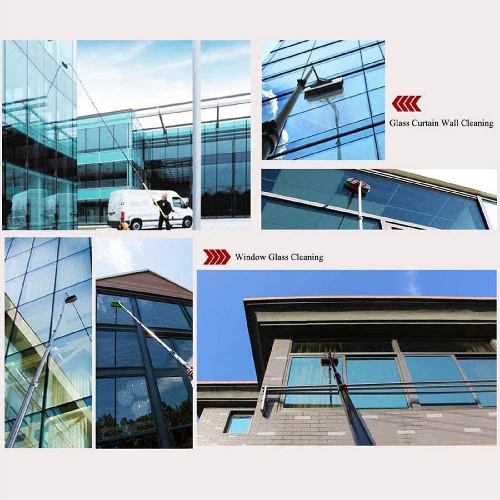 CHUNTIANMEI CHUNTIANMEI Water Fed Pole Kit,Water Fed Telescopic Brush with 20m Hose,Window and Solar Panel Cleaning Pole Telescopic Brush,Professional Washing Equipment Tool Solution,Brushhead55cm-5.4m/18FT