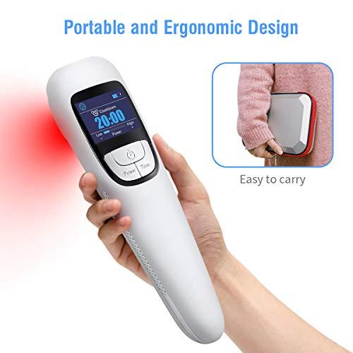 SINORIKO Red Light Therapy Device for Shoulder Back Knee Joint Muscle Pain Relief, 13pcs x 650nm + 3pcs x 808nm, 4 Power + 4 Timer, Handheld Cold Laser Therapy Device for Dogs Pet Horse