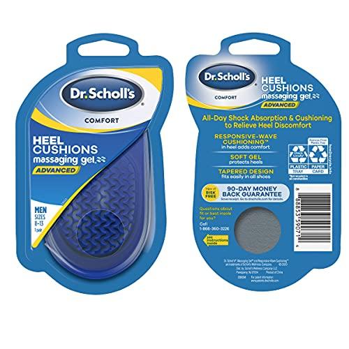 Dr. Scholl's Dr. Scholl\'s Heel Cushions with Massaging Gel, Gel Heel Cups, All-Day Energizing Comfort, Absorb Shock, Reduce Impact & Stress, Gel Cushioning Pad Insert, Fit All Shoes, Mens 8-14, 1 Pair