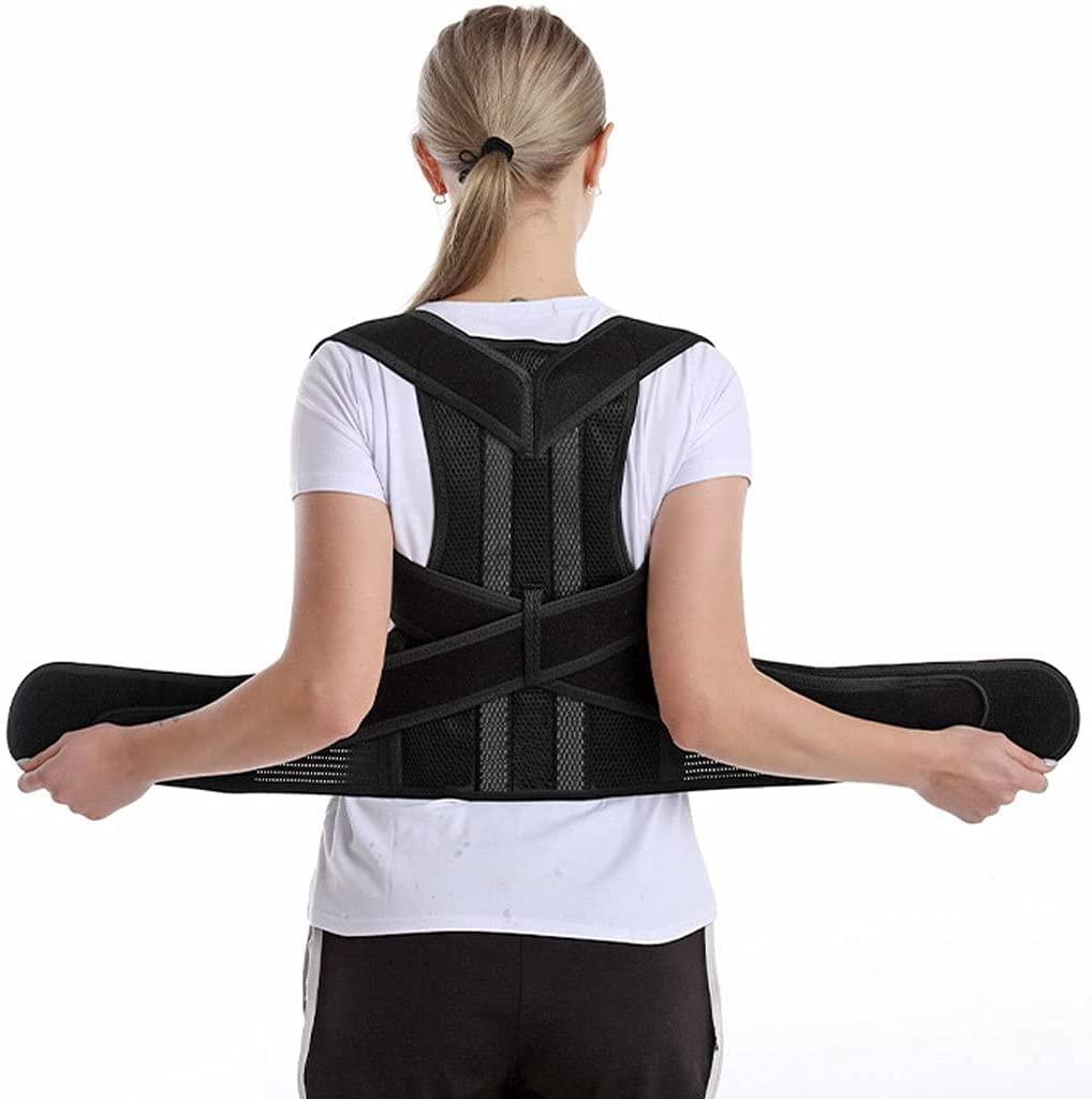 SJHY Posture Corrector Back Brace Shoulder Brace with Spinal Lumbar Support Adjustable Breathable Waist Belts for Pain Relief Men Women Back Posture (Size : Large)