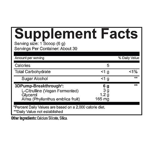 Giant Performance Giant Edge Series - Giant Pump - 3D Pump Breakthrough, L-Citrulline for Pumps and Endurance, Stim-Free 30 Servings (Unflavored)