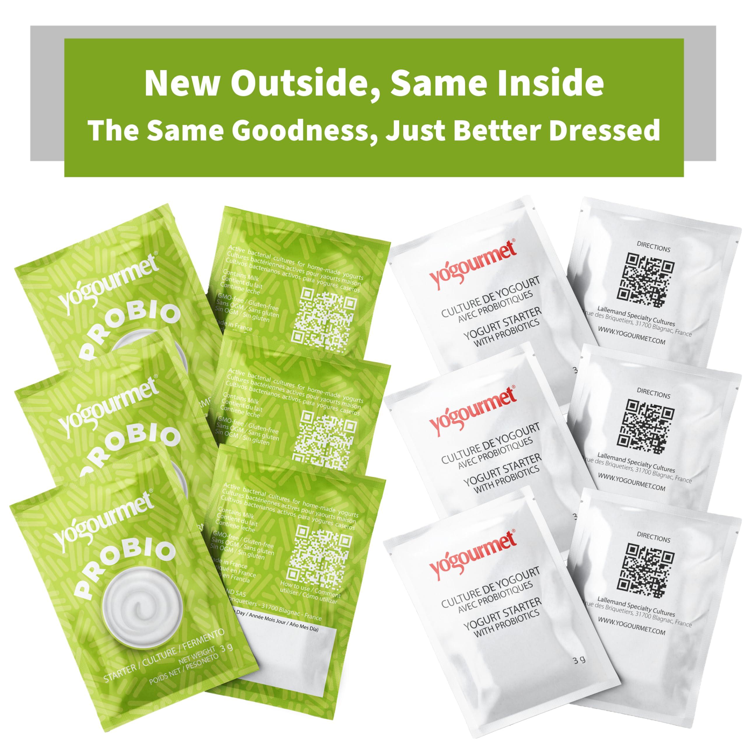 Yogourmet Yogourmet Yogurt Starter With Probiotics (6 Sachets = 6 Quarts of Yogurt) - Make Yogurt at Home - Starter Culture - All Natural, Gluten Free, Kosher, Halal - 3 g Sachets