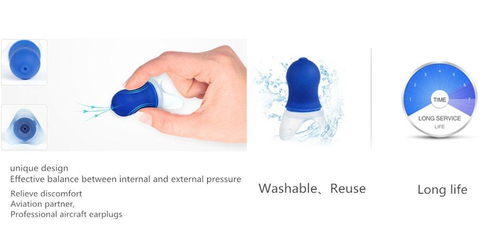 SevenNana Pressure Reducing Ear Plugs Noise Reducing Earplugs Travel Accessory Silicone Hearing Protection Flight earplugs 2Pairs (Blue+Gray-Adult)
