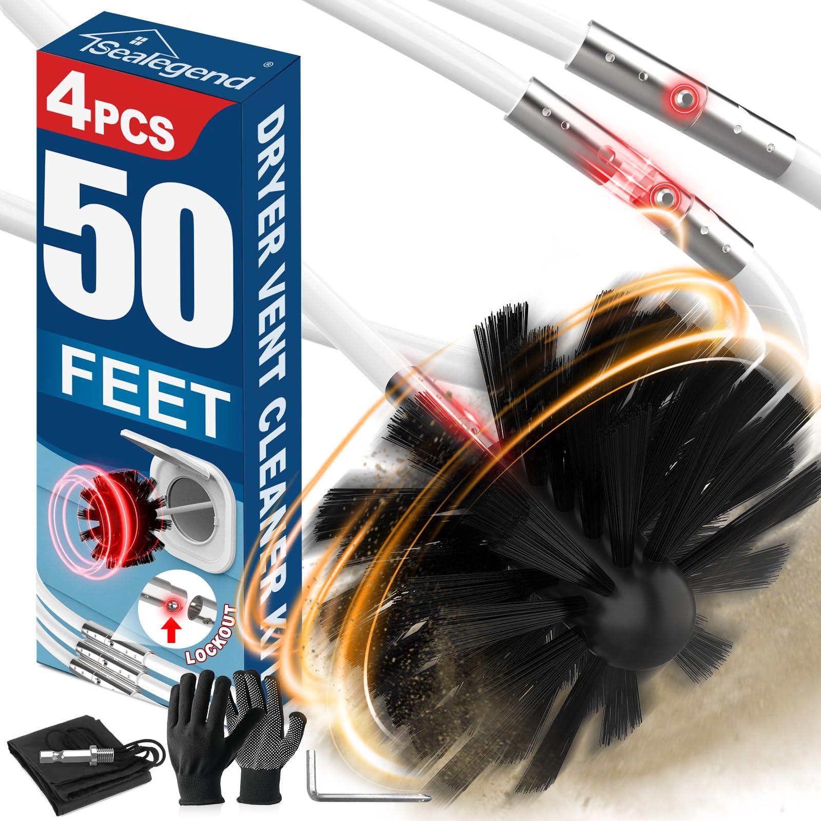 Sealegend Sealegend 50 FEET Dryer Vent Cleaner Kit, Lint Remover Upgrade Flexible Quick Snap Brush with Drill Attachment Extend Up to 50 FEET for Easy Cleaning Use with or Without a Power Drill