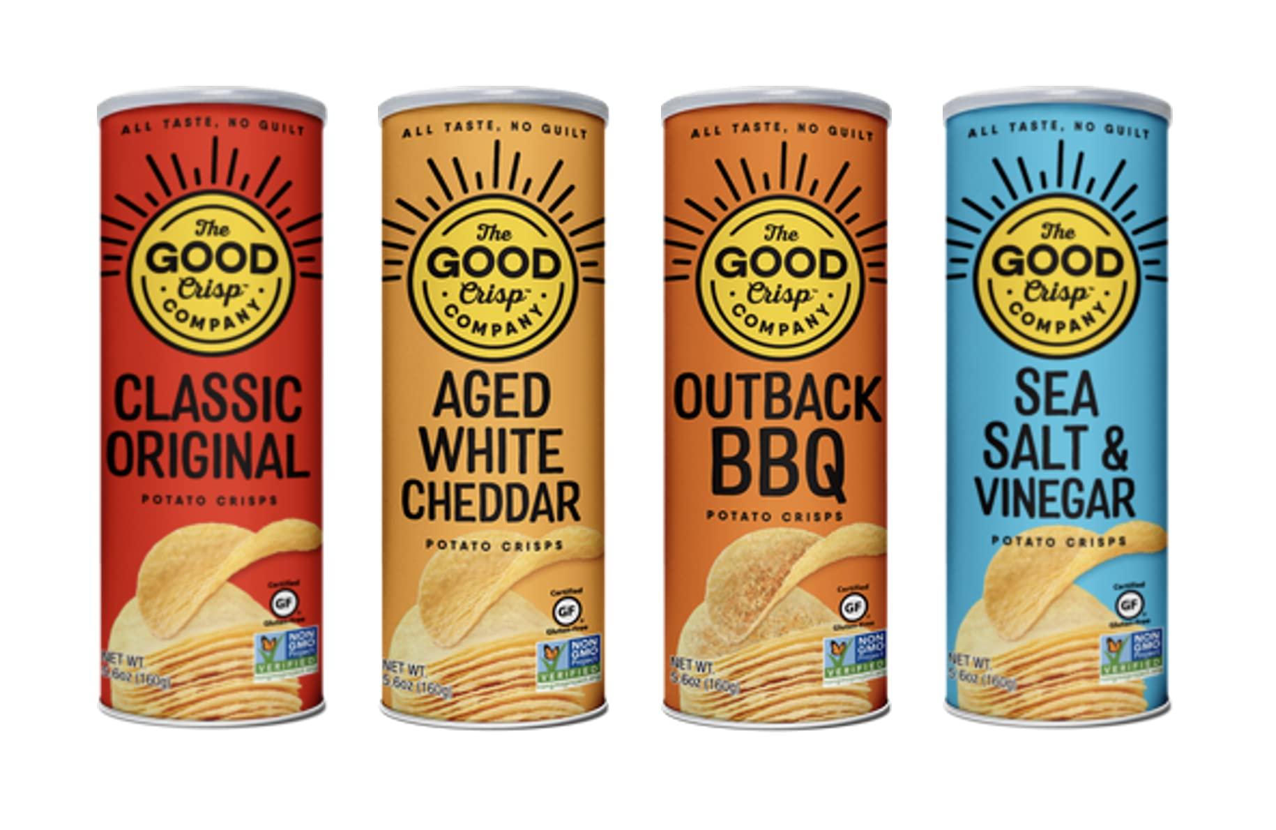 The Good Crisp Company The Good Crisp Company, Potato Chips Variety Pack, 5.6 Ounce Canisters, Pack of 4 (Variety Pack) Non-GMO, Allergen Friendly, Potato Chip Snack Pack, Gluten Free Snacks