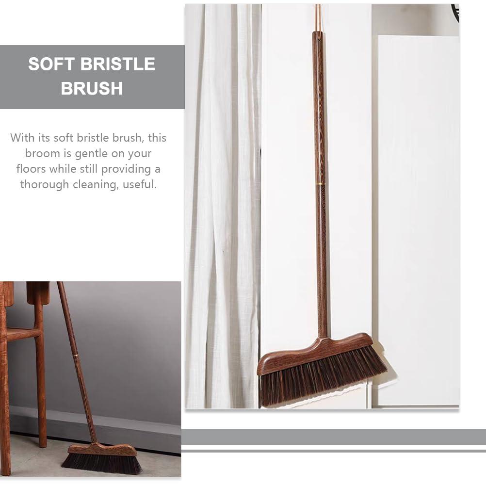 Unomor UNOMOR Handmade Soft Wood Broom - Long Handle Broom for Dust Removal, Kitchen Cleaning Sidewalk, Patio, Courtyard, Bathtub, and Floor Brush