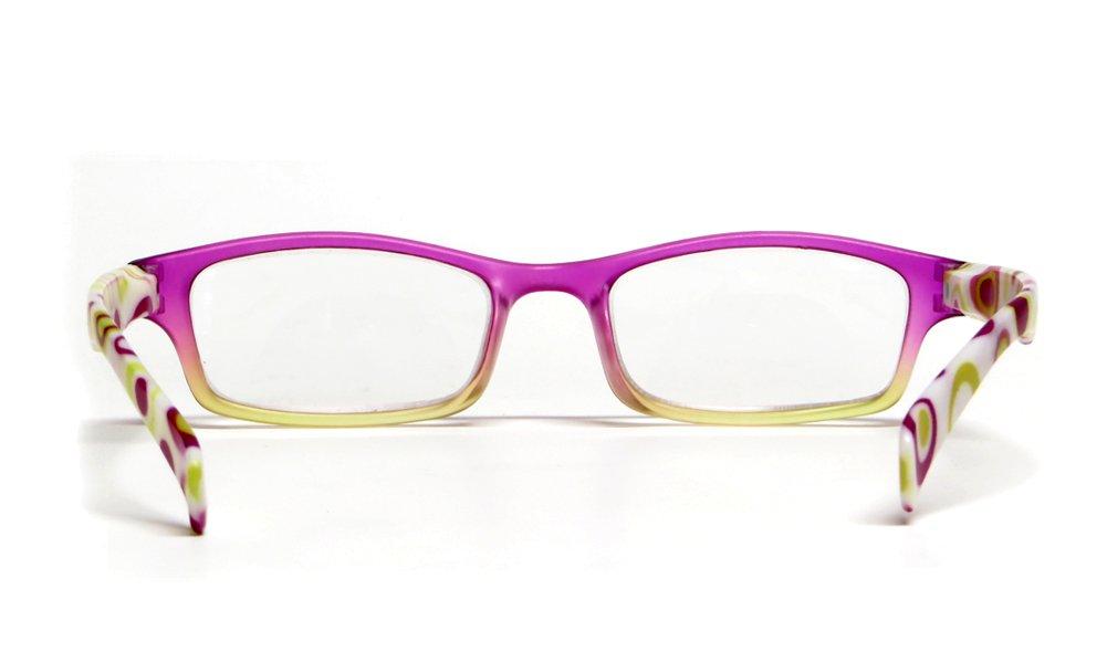 Calabria Calabria Hannah Reading Eye Glasses +5.00 Pink Yellow Polka Dot Women Trendy Readers Rectangular Eyeglasses w/Case