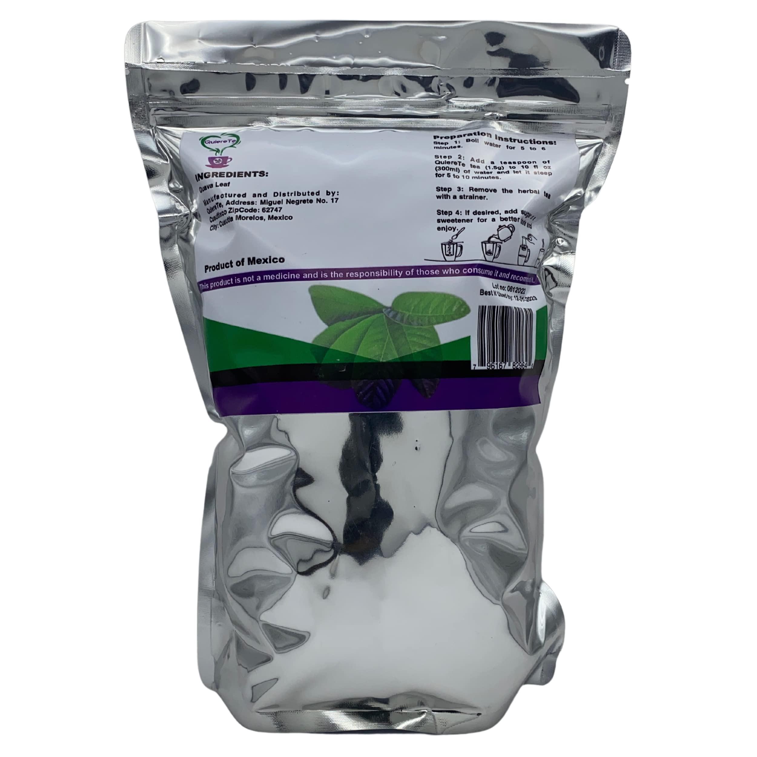 Quiere Te Guava Leaves, Quiere Te, Guava Tea, 5.3 oz (150 grams), Up to 200 Cups, Dried Whole Guava Leaves, Psidium Guajava, Guava Herbal Loose Leaf Tea, Guayaba Tea, Resealable Bag, Product From Mexico, 100% Natural