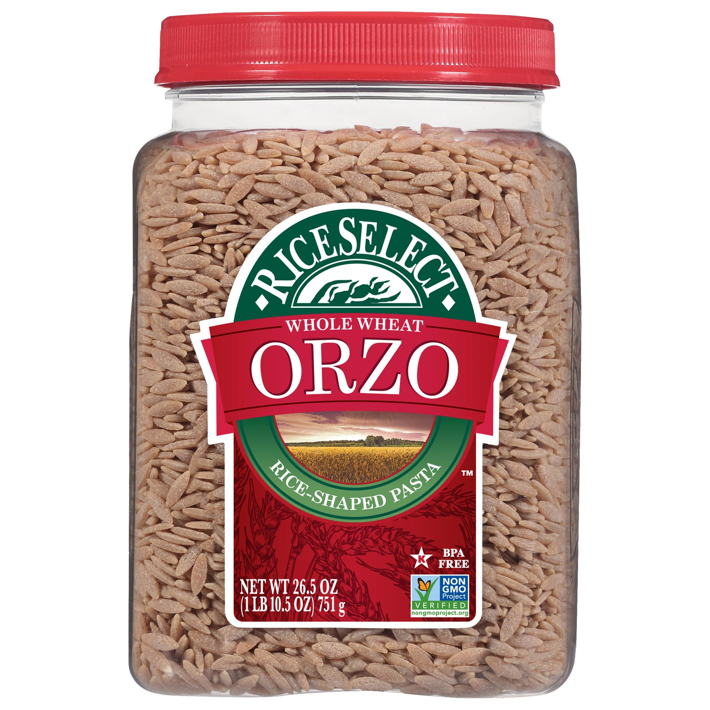 RiceSelect RiceSelect Whole Wheat Orzo Rice-Shaped Pasta, Non-GMO, Vegan, 1.66 Pound (Pack of 1)