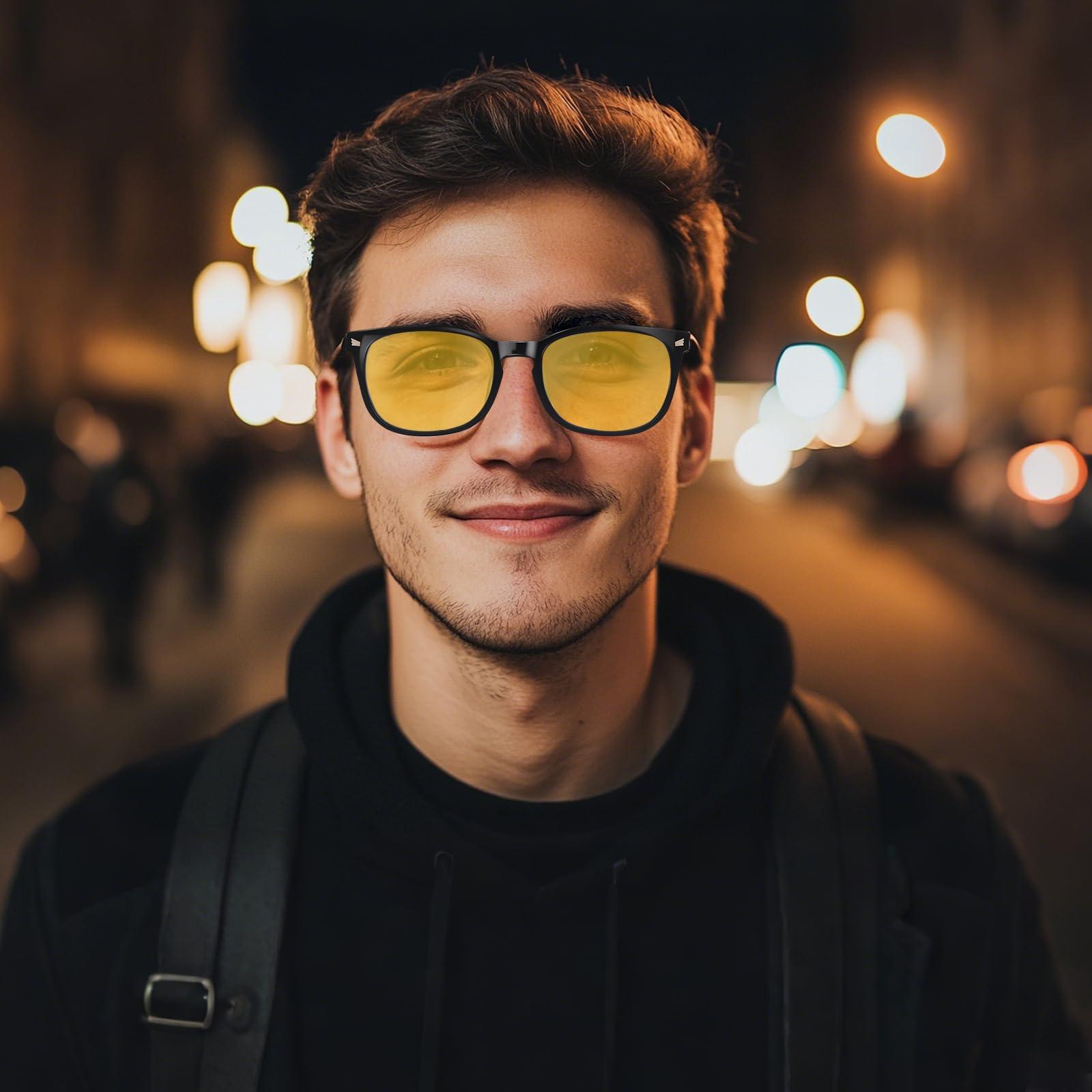 WINTOO WINTOO Night Driving UV Glare Glasses, Blue Light Blocking Glasses, Anti Glare Glasses, Night Driving Glasses for Men, Blue Light Glasses for Woman, Blue Light Glasses, Blue Light Glasses Men