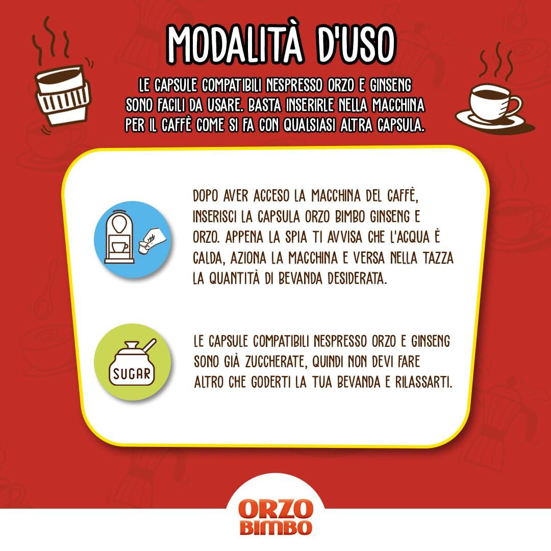 Orzo Bimbo Orzo Bimbo : "Orzo E Ginseng" ,10 Orzo Capsules - Nespresso Compatible 54g