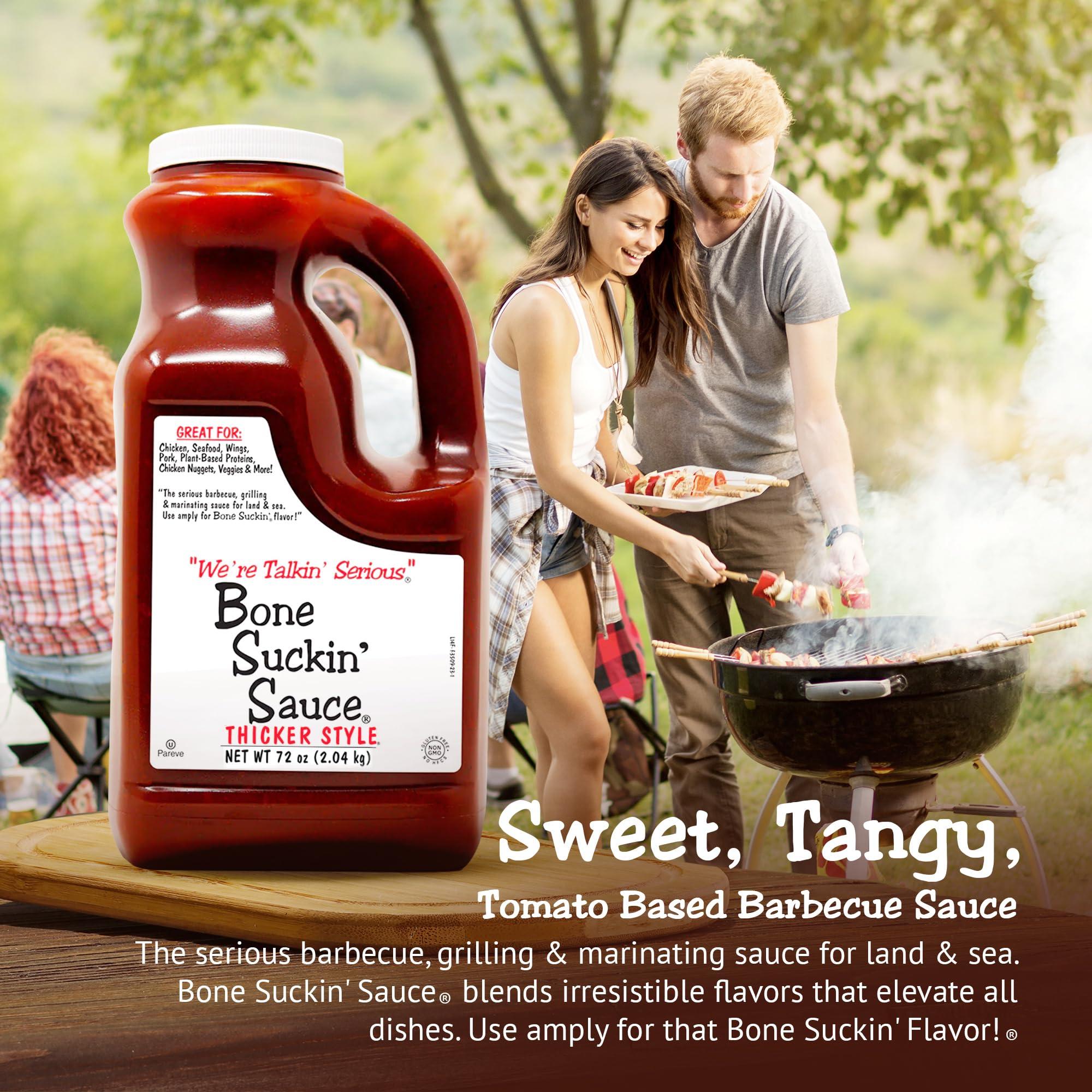 Bone Suckin' Bone Suckin\' Sauce Sweet Southern Thick BBQ Sauce, Gluten-Free, Non-GMO, Kosher, Thick Barbecue Sauce Sweetened with Cane Sugar & Molasses, 72 Ounce Jug