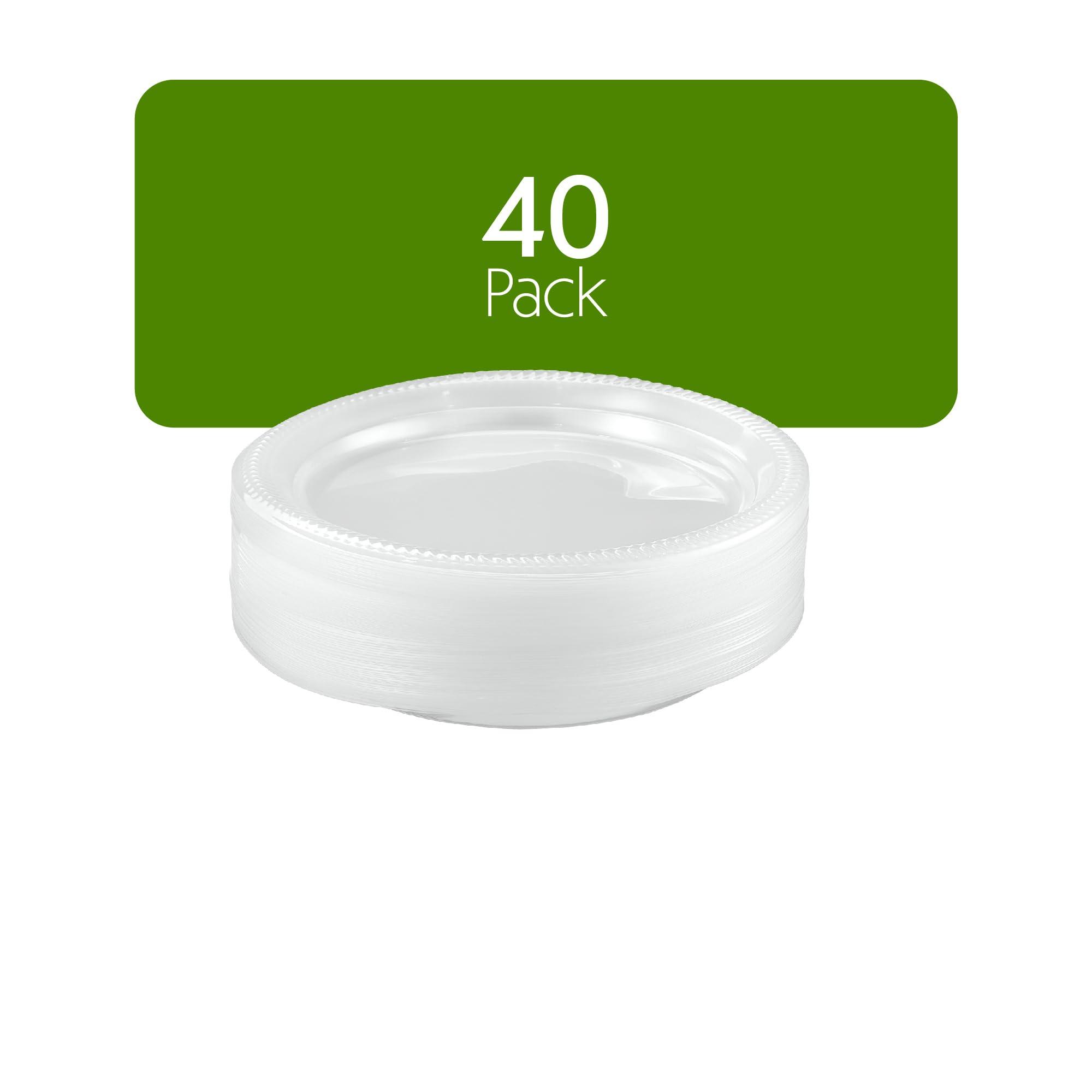 PLASTICPRO PLASTICPRO 40 Pack Clear Plastic Plates 7 Inch Durable Disposable Plastic Dinner Plates for Parties Events BBQ
