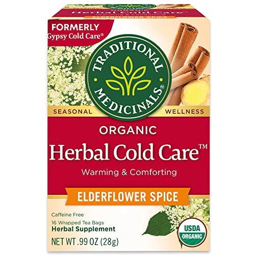 Traditional Medicinals Traditional Medicinals Organic Herbal Cold Care Elderflower Spice Herbal Tea, Warm & Comforting Seasonal Wellness, 48 Tea Bags Total (Pack of 3)