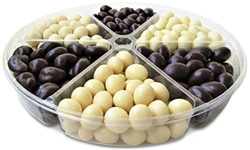 It's Delish Gourmet Holiday White & Dark Chocolate Nuts and Fruit Large Gift Tray 6-Pt by It's Delish – Christmas New Year Events Fathers Mother Day Family Parties Valentines Anniversary - Kosher Gift Box