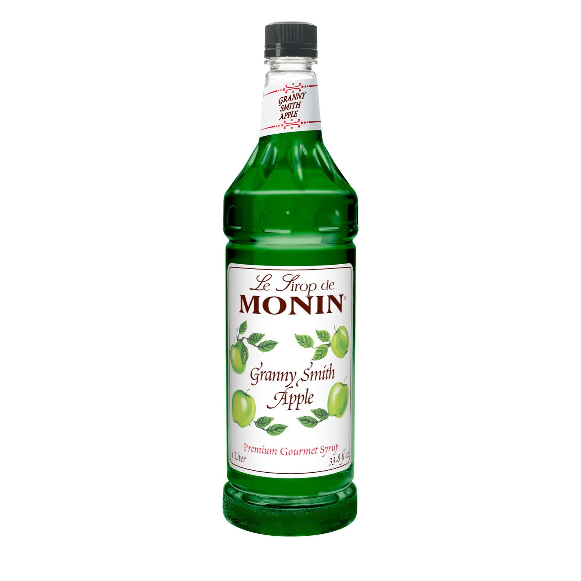 Monin Monin - Granny Smith Apple Syrup, Great for Cocktails and Lemonades, Gluten-Free, Non-GMO (1 Liter)