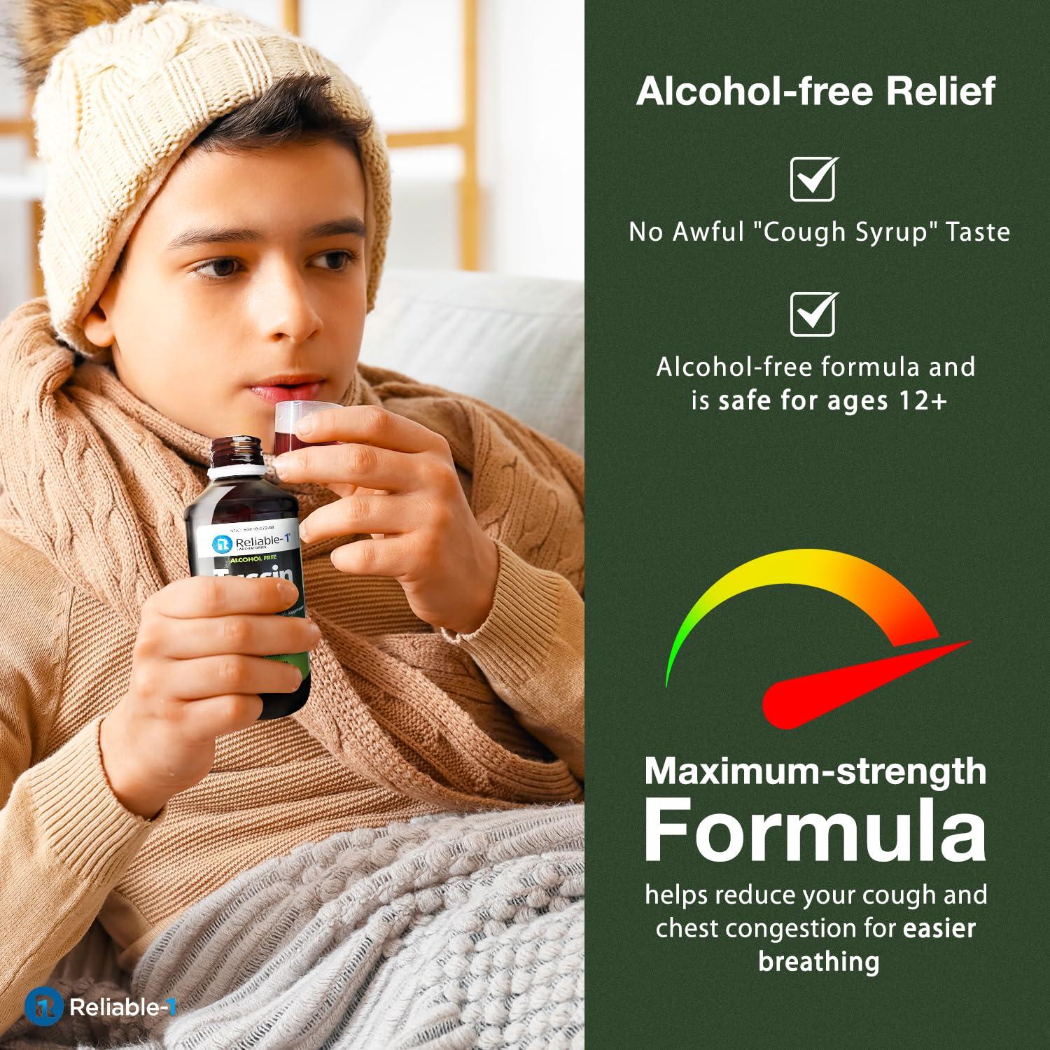 Reliable-1 Laboratories Reliable-1 Laboratories Tussin DM MAX Cough Suppressant, Reduces Cough & Chest Congestion, Thins/Loosens Mucus, Adult Strength Non-Drowsy, 8 FL OZ (237 ML)