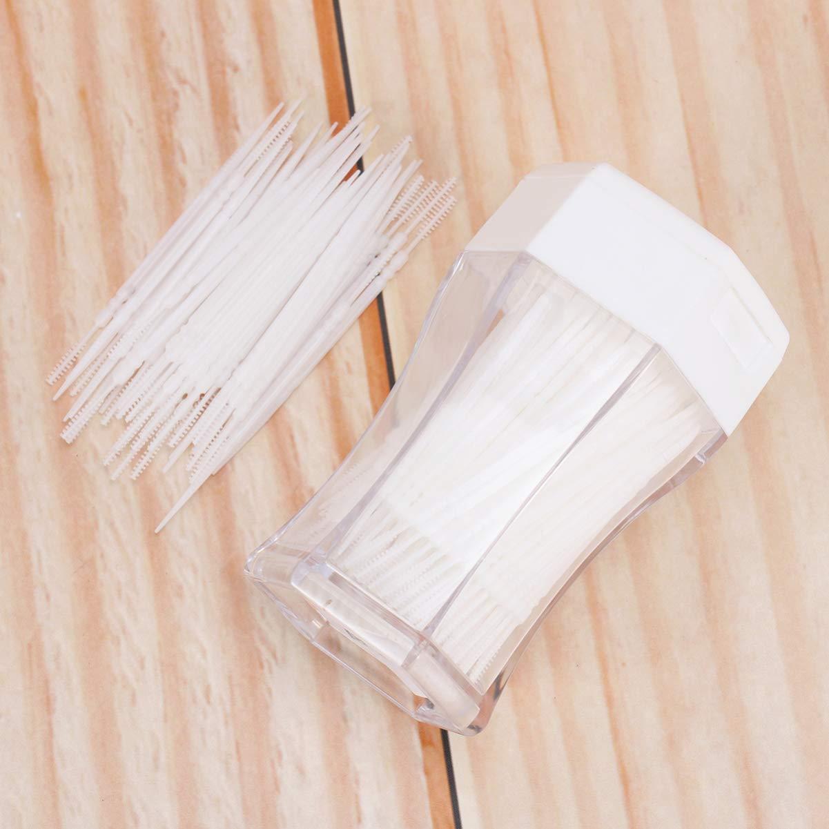 EXCEART Exceart 200Pcs Plastic Toothpick Double-Head Dental Toothpicks Oral Sticks Interdental Picks Brush Interdental Floss Cleaners for Household (White)