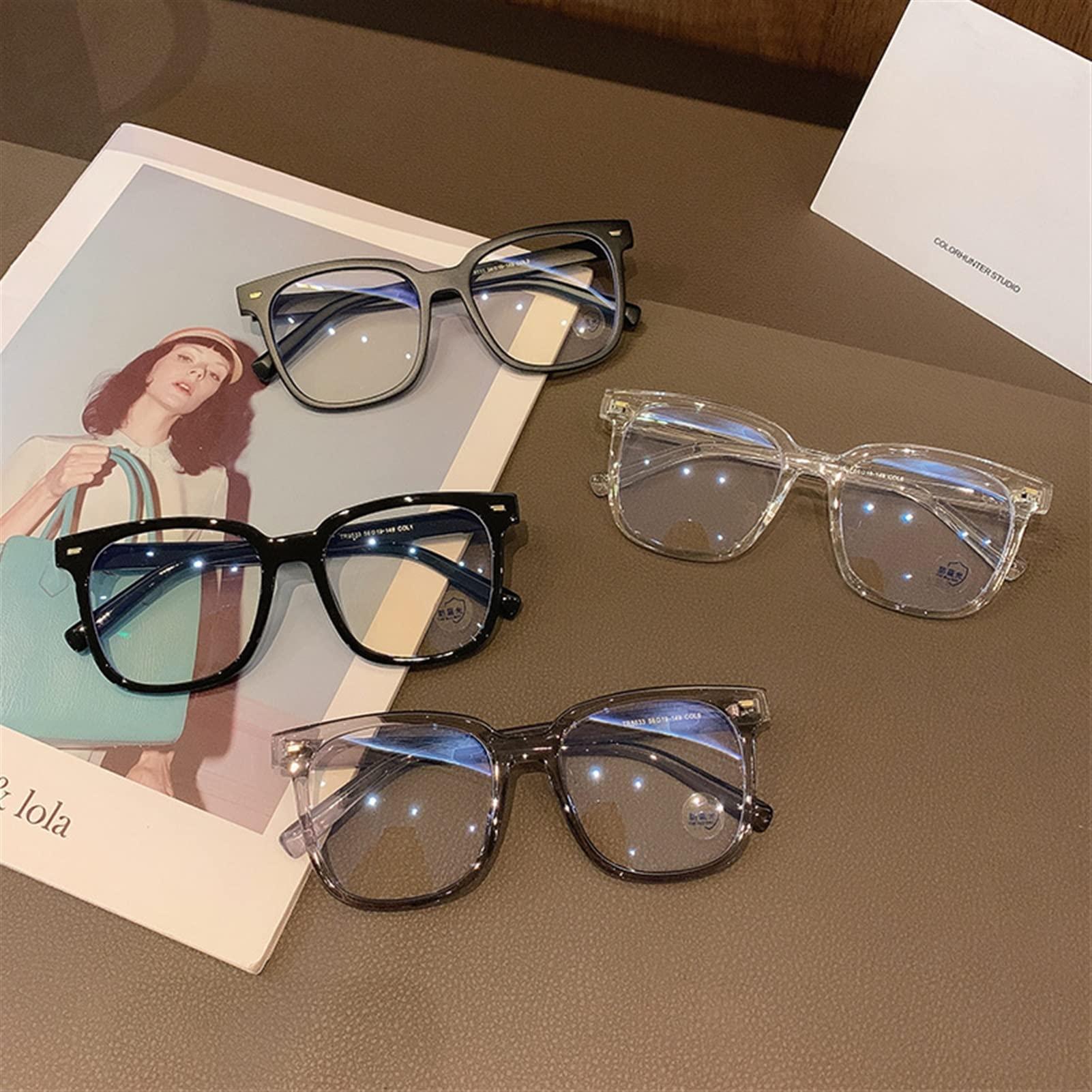 WWWL Reading Glasses, Korean Personality Large Frame, Anti-Radiation, Blue Light Glasses, All Match Flat Mirror for Women Men (Color : Grey, Size : +3.0)