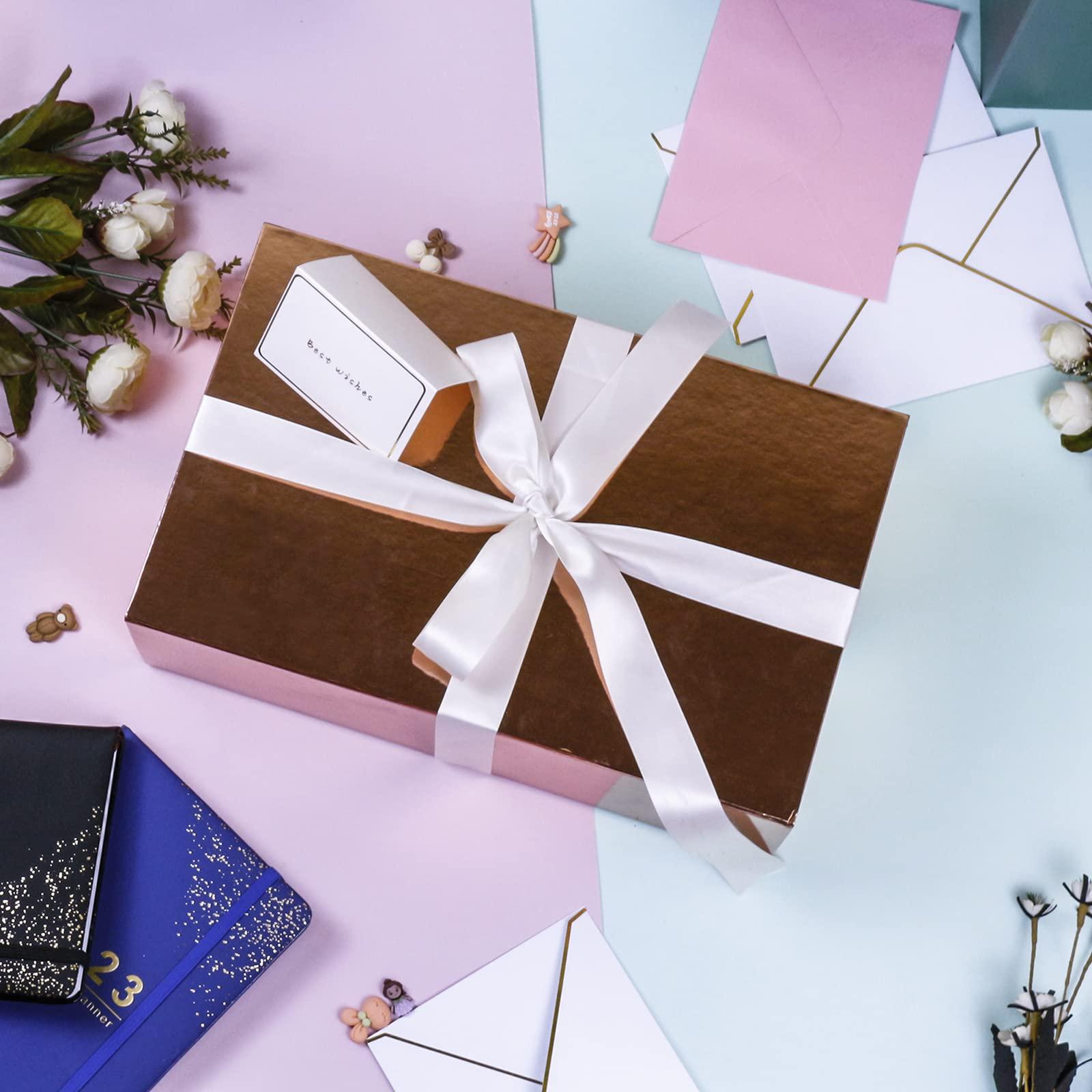 YINUOYOUJIA YINUOYOUJIA Gift Boxes with Lid,14\"x9\"x4.5\" Magnetic Gift Box with Ribbon,Cards and Envelopes for Presents,Great for Wedding,Birthdays,Crafting,Gift Packaging (Rose gold)