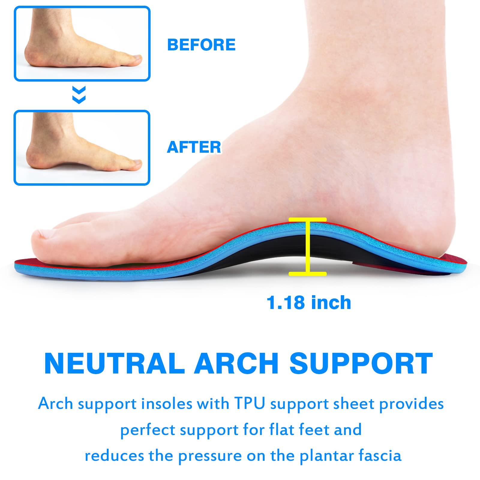 Kelaide Orthotics Arch Support Metatarsalgia Insoles - Mortons Neuroma Inserts Relief Ball of Foot Pain - Orthopedic Insoles for Flat Feet - Shoe Inserts for Plantar Fasciitis (Red M)