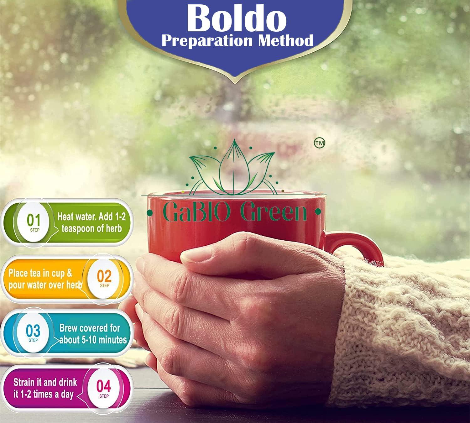 Gabio Green Boldo Dried Leaves, (3oz/85 GR) whole Boldo Leaf, 100% Natural Detox, Hojas De Boldo, Peumus Boldus Herbal Tea, Boldo Tea, Packaged in The USA (3oz)