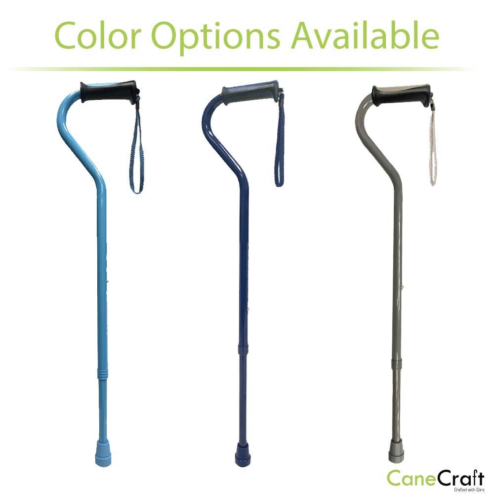 Canecraft Canecraft Offset Handle Walking Cane for Men and Women with Soft Rubber Grip, Lightweight, Height Adjustable, Attractive Colors (Dark Blue)