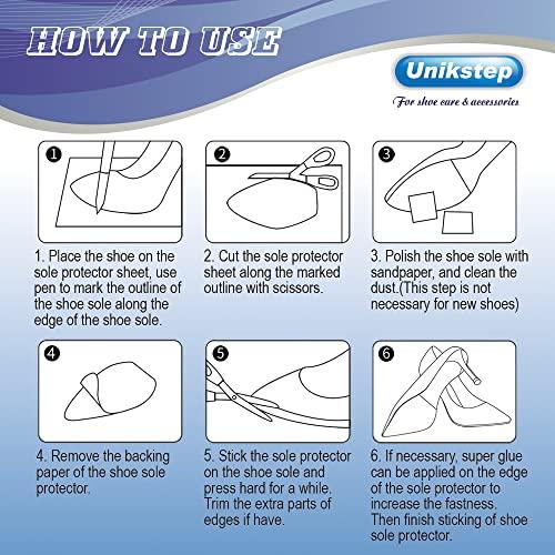 UNIKSTEP UNIKSTEP 4 Pieces Shoe Sole Protectors, Shoe Bottom and Heel Anti Slip Grip Pads, Self Adhesive Non Skid Noise Reduction Sticker (Black)