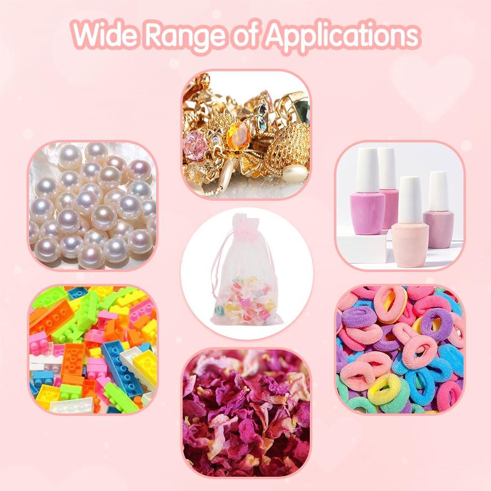 muyurra Organza Bags 4x6,50Pcs Sheer Mesh Bags Drawstring,Small Mesh Gift Bags,Drawstring Gift Bags, Wedding Favor Bags, Candy Bags Pouches for Party, Birthday,Festival,Soaps, Makeup, Wrapping Supplies,Pink