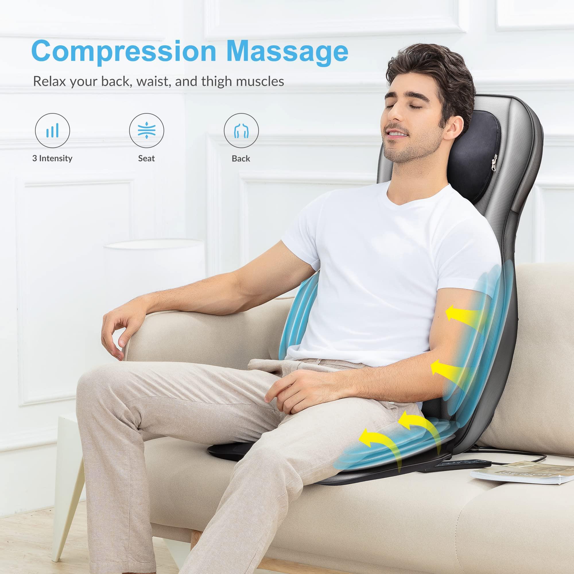COMFIER COMFIER Shiatsu Neck Back Massager with Heat, 2D ro 3D Kneading Massage Chair Pad, Adjustable Compression Seat Massager for Full Body Relaxation, Christmas Gifts for Dad Mom Women Men,Dark Gray