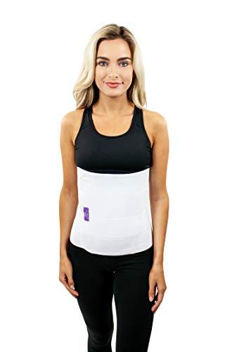 ContourMD Abdominal Binder Post Surgery Compression Wrap - Torso Liposuction, Mommy Makeover, and Tummy Tuck Compression Garment - White 12in Postpartum Belt and C-Section Recovery Belly Band (S13-12) Large