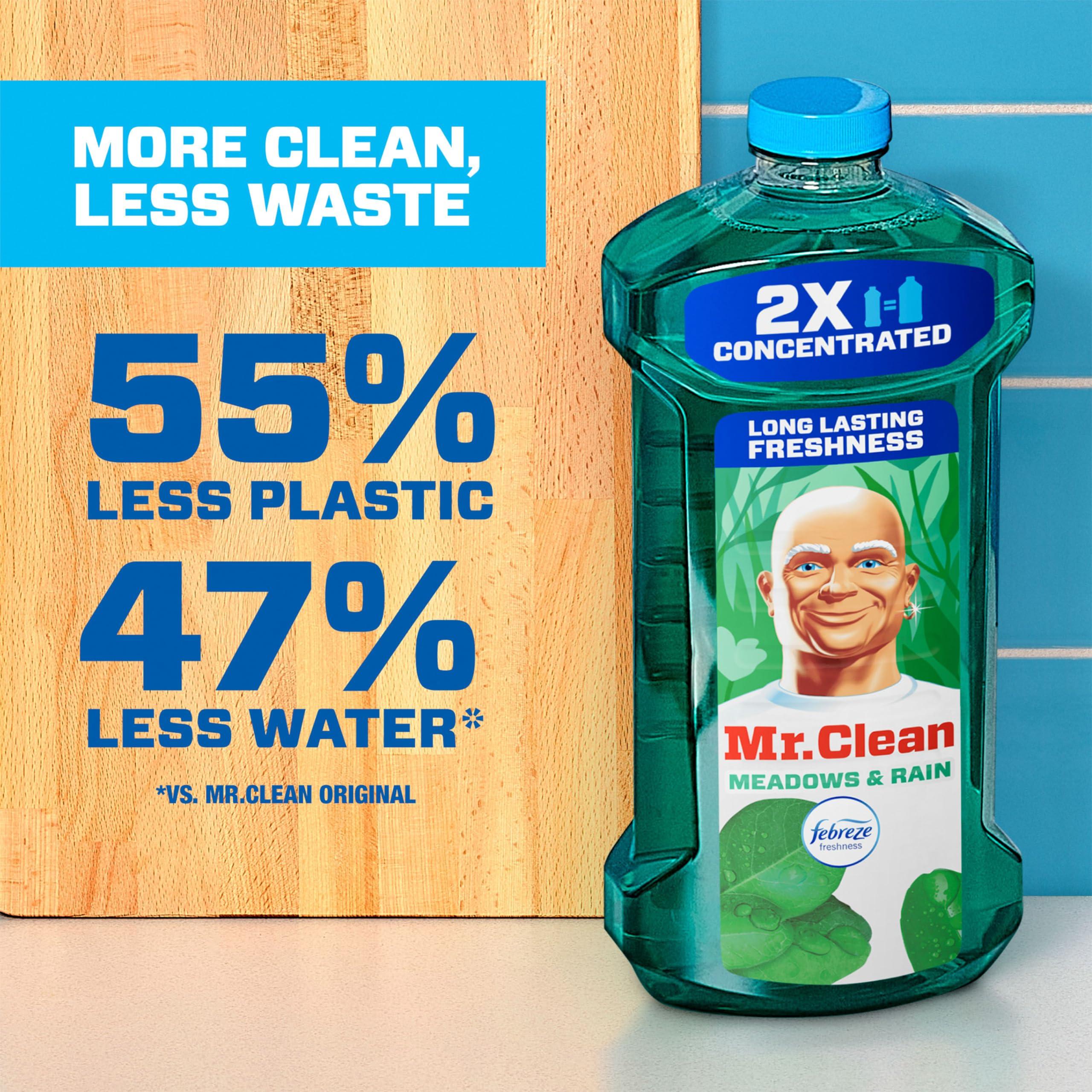 Mr. Clean Mr. Clean All Purpose Cleaner, Floor Cleaner for Mopping Home, Bathroom, & Kitchen, Cleaning Liquid for Mop & Bucket, Cleaning Supplies, Multi-Surface Dilutable, Meadows & Rain, 41oz