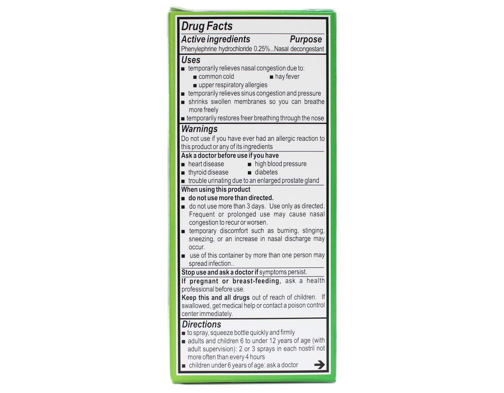 NEO-SYNEPHRINE NEO-SYNEPHRINE Mild Strength Nasal Spray, Phenylephrine HCl 0.25%, Nasal Decongestant, Fast Relief for Cold & Allergy Congestion, Non-Drowsy, Safe for Kids Ages 6+, 1/2 fl oz (Pack of 5)