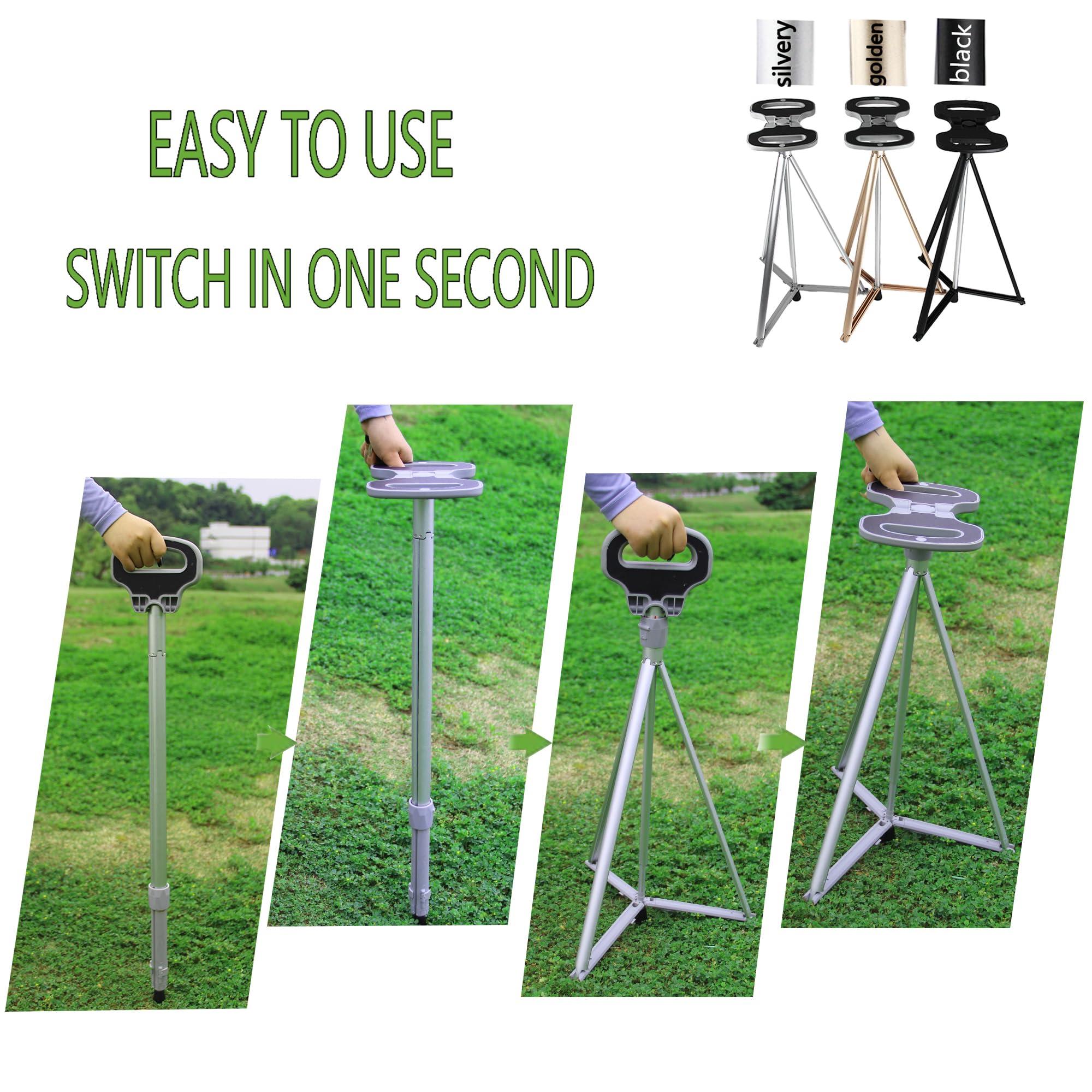 PLOGGING PLOGGING Walking Cane with Seat for Men & Women,Portable Cane Seat with Carry Bag,Lightweight Anti-Slip Walking Stick for Seniors & Adults,Foldable Adjustable Cane Chair for Travel Hiking