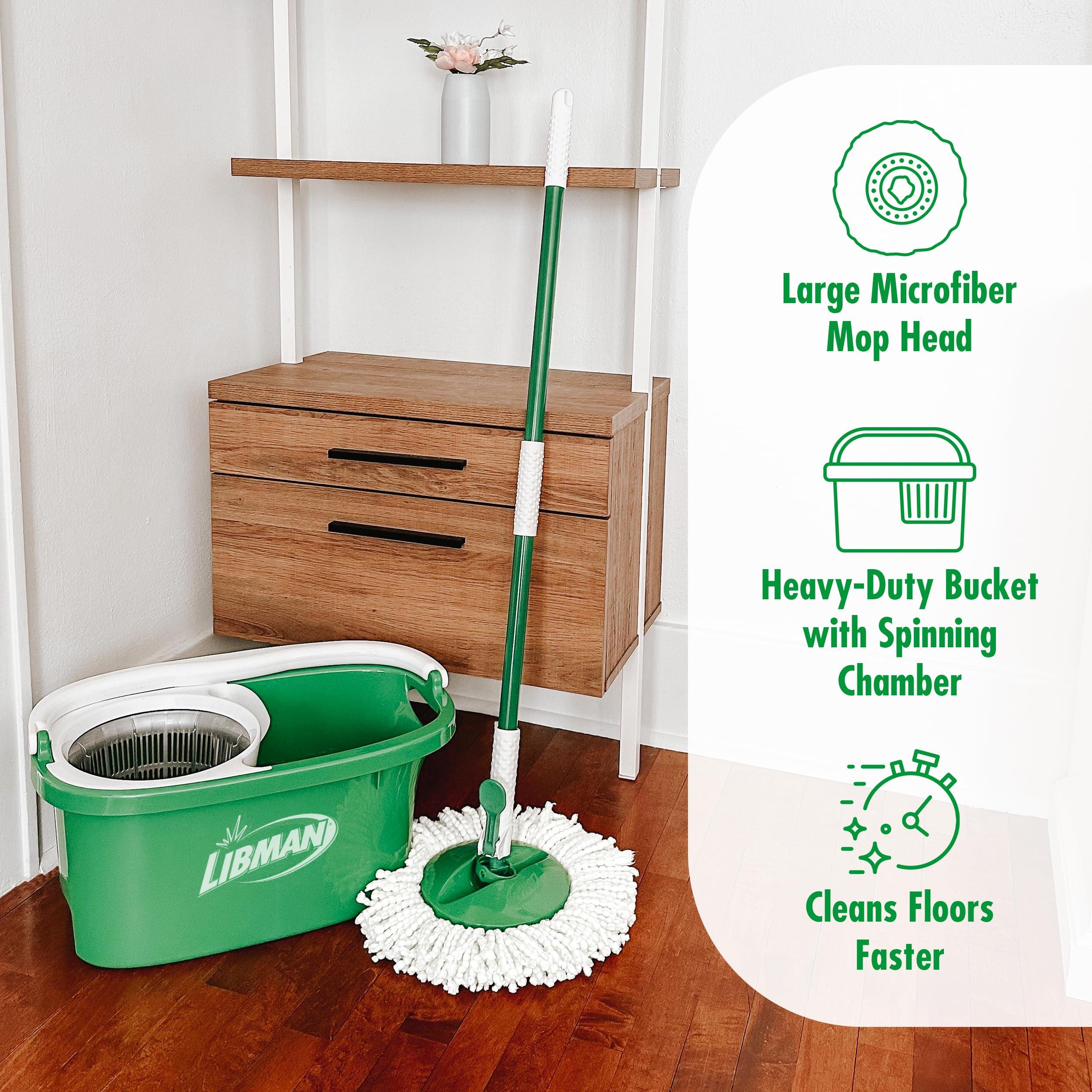 Libman Libman Tornado Spin Mop System | Mop and Bucket with Wringer Set | Spin Mop | Floor Mop | Libman Mop | Mops for Floor Cleaning | Hardwood Floor Mop | 1 Mop Head Included