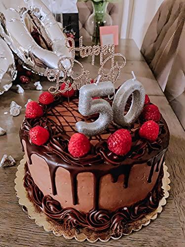 Honbay Honbay Happy Birthday Cake Topper Sparkly Bling Alloy Crystal Rhinestones Cake Topper Cake Decoration for Birthday Party (Gold)