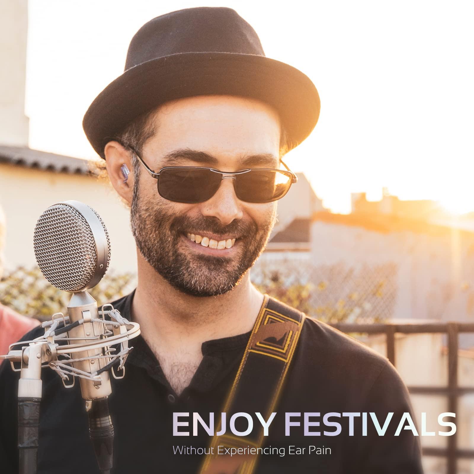 Mumba High Fidelity Concert Earplugs, Reusable Musicians Ear Plugs, 24dB Advanced Filter Technology Ear Protection for Music Festivals, DJs, Musicians