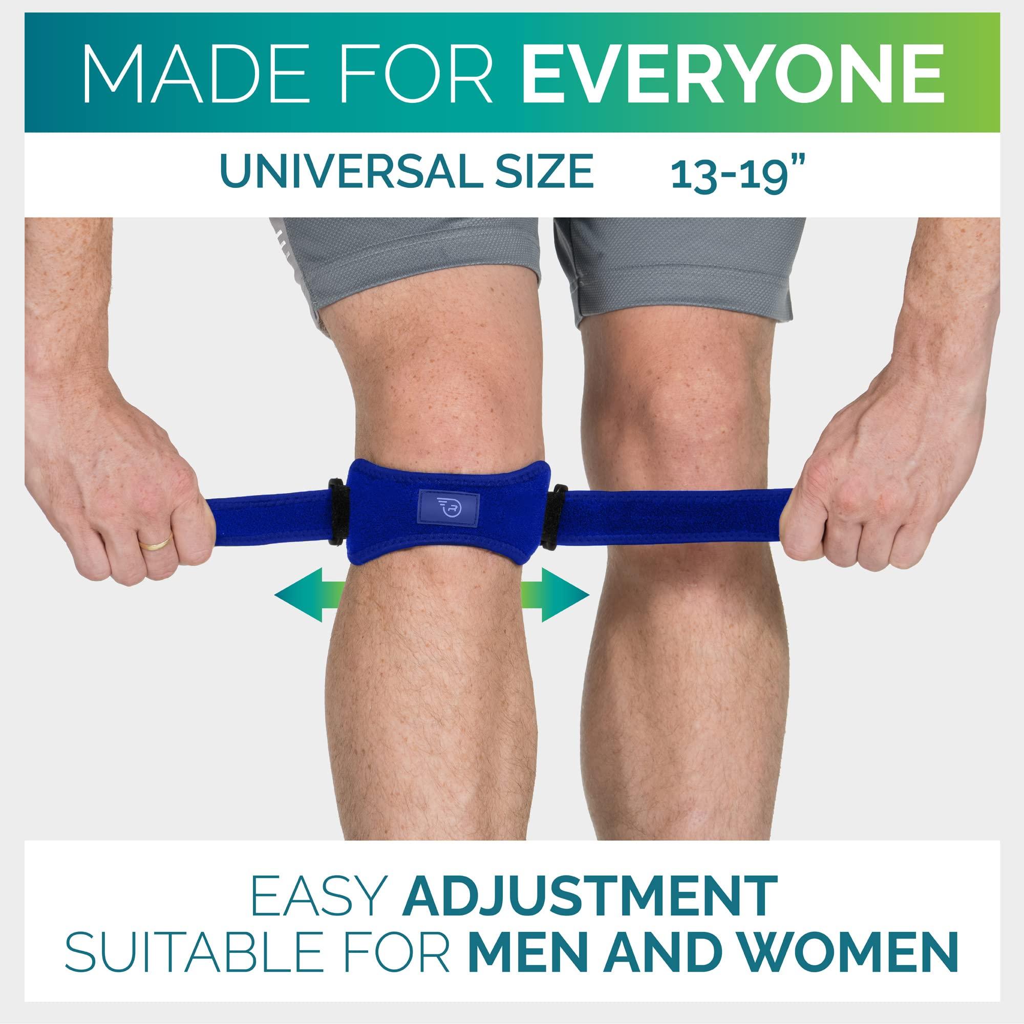 Run Forever Run Forever Sports Patella Strap Knee Brace Support for Arthritis, ACL, Running, Basketball, Meniscus Tear, Sports, Athletic. Best Knee Brace for Hiking, Soccer, Volleyball & Squats (Pack Of 2, Blue)
