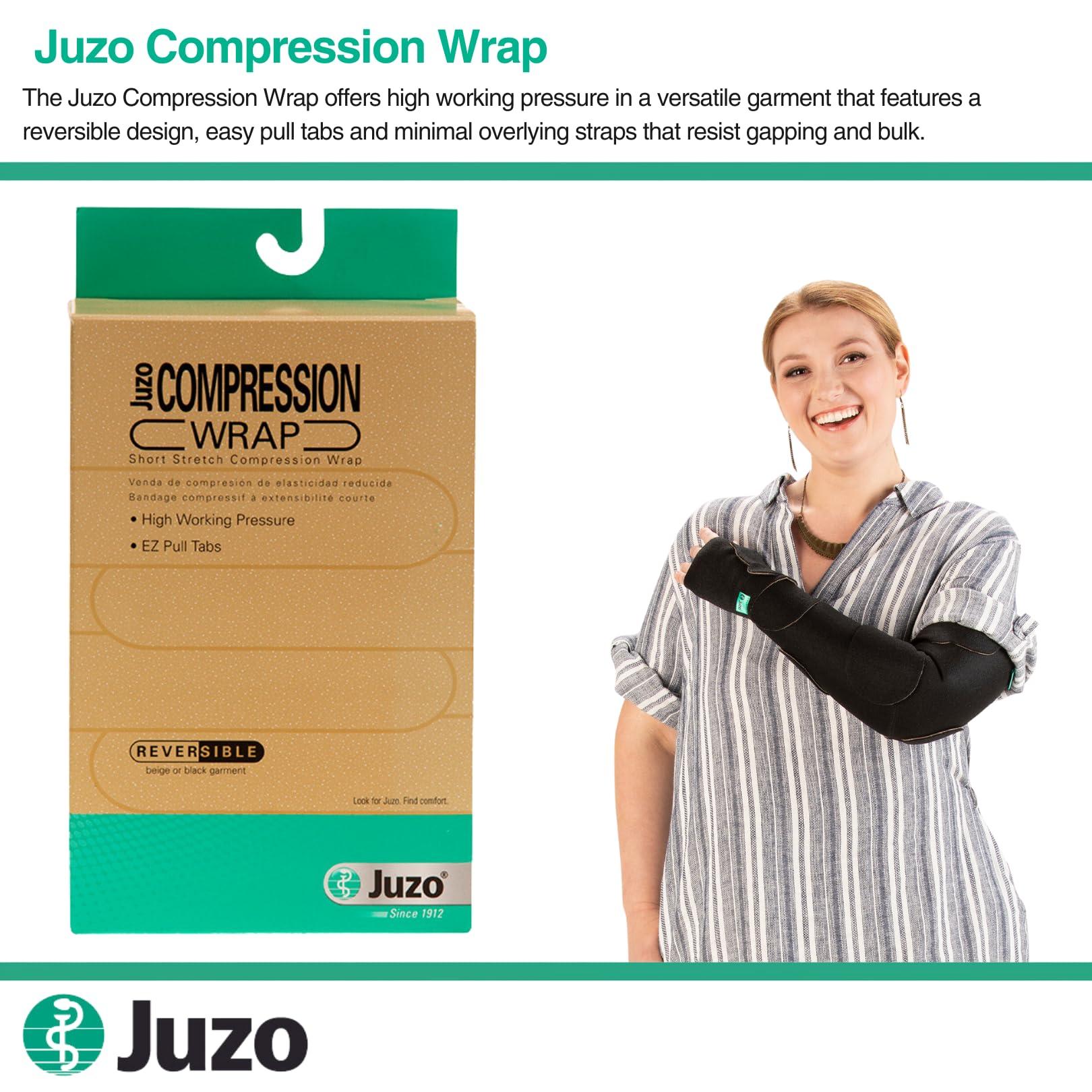 Juzo Juzo Short Stretch Compression Wraps, Knee High Liner, Closed Toe, Black | Medical Wrap Bandage for Treatment of Moderate to Extreme Varicosities, Edema & Lymphedema | Small