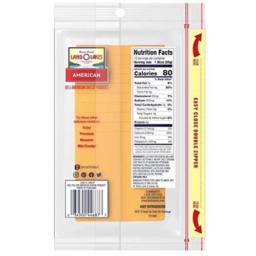 Land O Lakes Land O Lakes American Yellow Deli Process Cheese Loaf - Sliced, 8 Ounce - 12 per case.